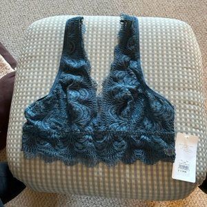 American Threads Plunge Lace Bralette NWT Teal Size L